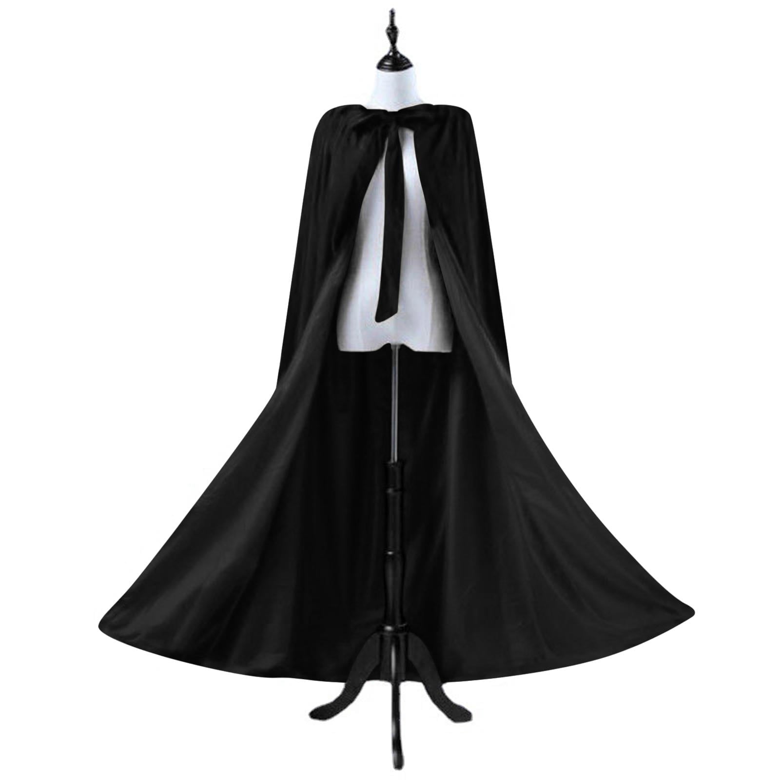 Xfvqtps Women Hooded Cloak Open Front Lace up Solid Color Velvet ...