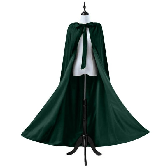Xfvqtps Women Hooded Cloak Open Front Lace up Solid Color Velvet Flannel Soft Windproof Poncho Green