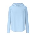 thumbnail image 1 of Xfvqtps Women Hoodie Pullover with Thumb Hole Sun Protection Summer Quick Dry Shirts Solid Color Long Sleeve Shirts for Hiking Running Light Blue, 1 of 9