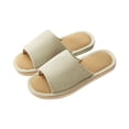 thumbnail image 1 of Xfvqtps Women House Slippers Linen Flax Insole Memory Foam Soft Sole Non Slip Slide Bedroom Indoor Slippers Beige, 1 of 5
