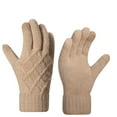 thumbnail image 1 of Xfvqtps Women Knit Gloves Touchscreen Solid Color Plaid Winter Warm Stretchy Mittens for Women Khaki, 1 of 5