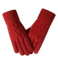 thumbnail image 1 of Xfvqtps Women Knit Gloves Touchscreen Solid Color Rib Winter Warm Stretchy Mittens for Women Red, 1 of 4