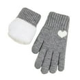 thumbnail image 1 of Xfvqtps Women Knit Gloves with Plush Lined Warm Winter Gloves Heart Symbol Thickened Cozy Soft Stretchy Extended Mittens for Women Gray, 1 of 4