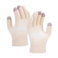 thumbnail image 1 of Xfvqtps Women Knit Gloves with Plush Lined Winter Warm Color Block Stretchy Touchscreen Mittens for Women Beige, 1 of 5
