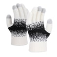 thumbnail image 1 of Xfvqtps Women Knit Gloves with Plush Lined Winter Warm Color Block Stretchy Touchscreen Mittens for Women White, 1 of 5