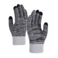 thumbnail image 1 of Xfvqtps Women Knit Gloves with Plush Lined Winter Warm Stripe Stretchy Touchscreen Mittens for Women Gray, 1 of 4