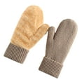 thumbnail image 1 of Xfvqtps Women Knit Mittens with Plush Lined Warm Winter Gloves Thickened Cozy Soft Stretchy Extended Gloves for Women Khaki, 1 of 4