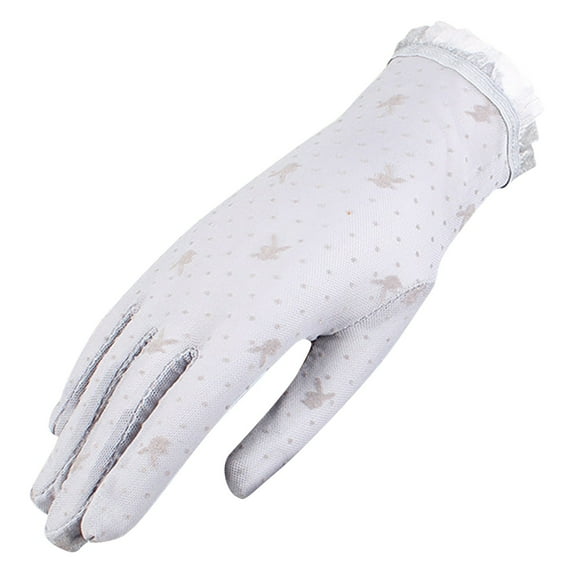 Xfvqtps Women Lace Gloves Polka Dot Rabbit Embroidery Wedding Dresses Performances Dance Party Decorations Elastic Breathable Gloves Gray
