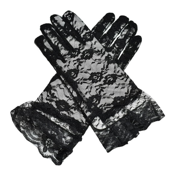 Xfvqtps Women Lace Gloves Wedding Dresses Performances Dance Party Decorations Elastic Breathable Gloves Black
