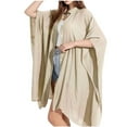 thumbnail image 1 of Xfvqtps Women Long Cape Large Size Solid Color Flip Collar Button Loose Comfortable Shawl Wraps Beige, 1 of 6