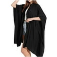 thumbnail image 1 of Xfvqtps Women Long Cape Large Size Solid Color Flip Collar Button Loose Comfortable Shawl Wraps Black, 1 of 1
