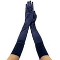 thumbnail image 1 of Xfvqtps Women Long Satin Gloves Solid Color for Christmas Party Dancing Evening Party Opera Navy, 1 of 5