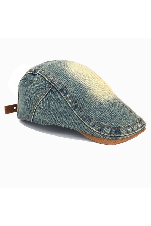 Women Newsboy Hat Flat Cap Vintage Washed Denim Adjustable Ivy Gatsby Beret Duckbill Hat Driving Hunting Cap