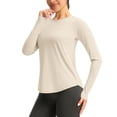 thumbnail image 1 of Xfvqtps Women Pullover with Thumb Hole Sun Protection Summer Quick Dry Shirts Solid Color Long Sleeve Shirts for Hiking Running Beige, 1 of 9