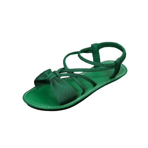 Xfvqtps Women Roman Strappy Sandals Flat Crisscross Elastic Strap Summer Sandals Casual Shoes Walking Sandals