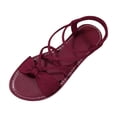 thumbnail image 1 of Xfvqtps Women Roman Strappy Sandals Flat Crisscross Elastic Strap Summer Sandals Casual Shoes Walking Sandals, 1 of 9