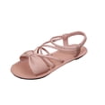 thumbnail image 1 of Xfvqtps Women Roman Strappy Sandals Flat Crisscross Elastic Strap Summer Sandals Casual Shoes Walking Sandals, 1 of 9