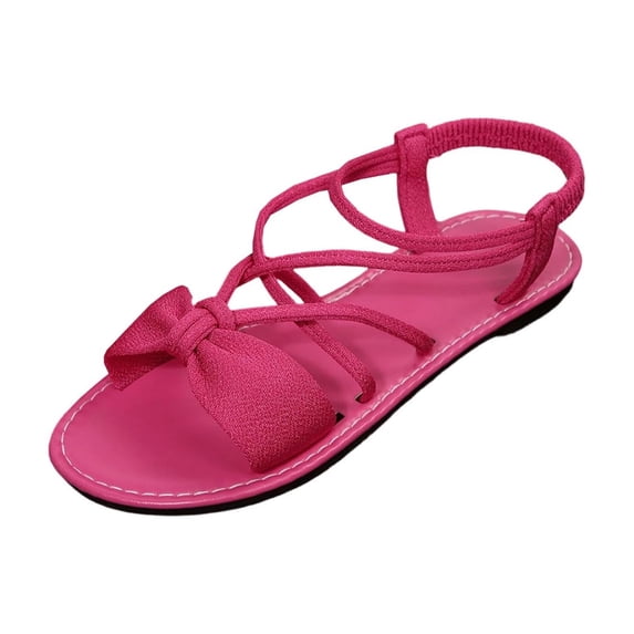 Xfvqtps Women Roman Strappy Sandals Flat Crisscross Elastic Strap Summer Sandals Casual Shoes Walking Sandals