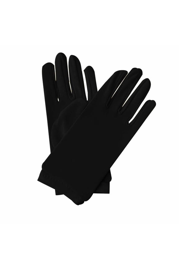Women Short Gloves Elastic Sunscreen Solid Color Gloves for Performances Dance Party Decorations Black