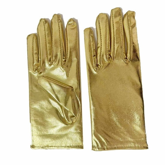 Xfvqtps Women Short Gloves Shiny Glossy Surface Performances Dance Party Decorations Gold