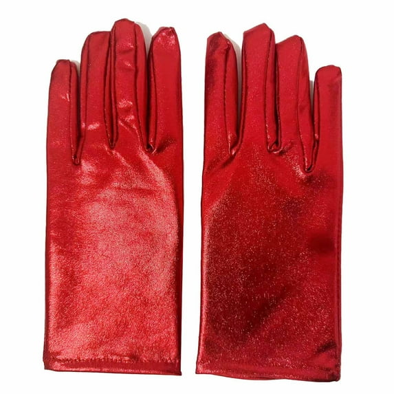 Xfvqtps Women Short Gloves Shiny Glossy Surface Performances Dance Party Decorations Red
