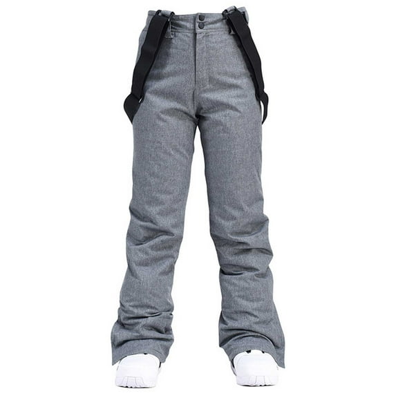 Xfvqtps Women Snow Pants Ski Bibs Snowboarding Adjustable Straps Solid Color Thermal Warm Waterproof Windproof Winter Overalls Gray