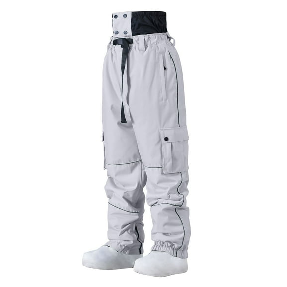 Xfvqtps Women Snow Pants Snowboarding Raise Waistband Elastic Trouser Leg Multiple Pockets Warm Waterproof Windproof Winter Ski Pants Dark Blue