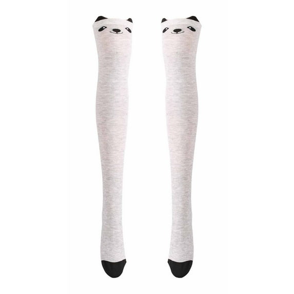 Xfvqtps Women Thigh High Socks Cute Cartoon Animals Pattern Over the Knee Party Cotton Stockings Gray