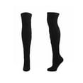 thumbnail image 1 of Xfvqtps Women Thigh High Socks Solid Color Thread Over the Knee Premium Comfort Soft Cozy Cotton Stockings Black, 1 of 5