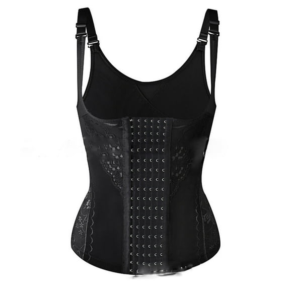 Xfvqtps Women Waist Cincher Vest Adjustable Shoulder Strap Trainer Trimmer Girdle Workout Corset Body Shaper Black