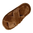 thumbnail image 1 of Xfvqtps Women Winter Crisscross Open Toe Faux Fur Slide Slippers Soft Plush House Slippers Non Slip Flat Indoor Shoes, 1 of 5