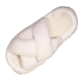 thumbnail image 1 of Xfvqtps Women Winter Crisscross Open Toe Faux Fur Slide Slippers Soft Plush House Slippers Non Slip Flat Indoor Shoes, 1 of 5