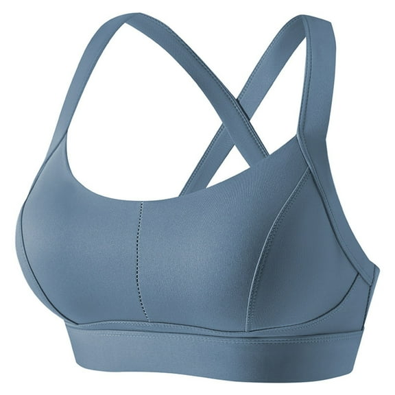 Xfvqtps Women Workout Bra Tank Top Back Buckle Cross Straps Push up Fit High Impact Sports Bra Built-in Bra Crop Top Blue