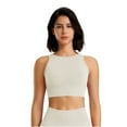 thumbnail image 1 of Xfvqtps Women Workout Bra Tank Top Sleeveless Rib Push up Sports Bra Built-in Bra Crop Top Beige, 1 of 6