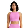 thumbnail image 1 of Xfvqtps Women Workout Bra Tank Top Sleeveless Rib Push up Sports Bra Built-in Bra Crop Top Hot Pink, 1 of 5