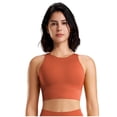 thumbnail image 1 of Xfvqtps Women Workout Bra Tank Top Sleeveless Solid Color Fit High Impact Push up Sports Bra Built-in Bra Crop Top Orange, 1 of 7