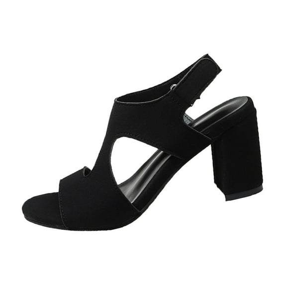 Xfvqtps Women's Fashionable Casual Comfortable Plus Size Solid Color Peep-Toe Open-Toe Heel High-Heeled Sandals