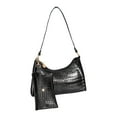 thumbnail image 1 of Xfvqtps Womens 2 PCS Handbag and Purse Stone Pattern Simplicity Retro Style Texture Grace Leather Wallet and Underarm Bag Black, 1 of 4