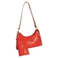 thumbnail image 1 of Xfvqtps Womens 2 PCS Handbag and Purse Stone Pattern Simplicity Retro Style Texture Grace Leather Wallet and Underarm Bag Red, 1 of 1