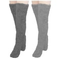 thumbnail image 1 of Xfvqtps Womens 2 Pairs High Fuzzy Socks Over Knee Thigh High Leg Warmers Socks Solid Color Home Sleeping Plush Slipper Gray+Dark Gray, 1 of 4