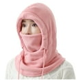 thumbnail image 1 of Xfvqtps Womens 3 in 1 Beanie Face Neck Warmer Set Fleece Adjustable Drawstring Windproof Coldproof Warm Thickened Winter One Piece Skull Cap Neck Circle Scarf Set Pink, 1 of 2