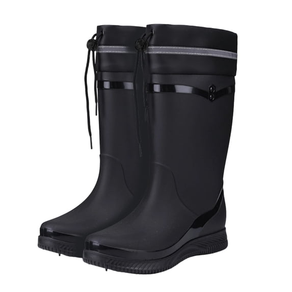Xfvqtps Womens Adjustable Drawstring Rain Boots Waterproof Fleece Lined Slip Resistant Warm Comfortable Casual Outdoor Boots
