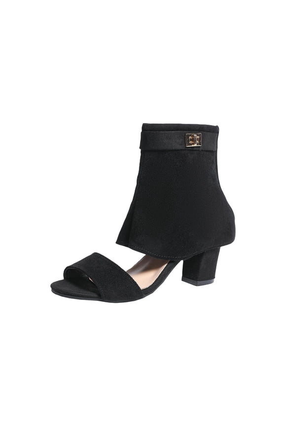 Womens Ankle Bootie Sandals Open Toe Casual Shoes Back Zipper Chunky Heel for Spring Summer Versatile Outfits