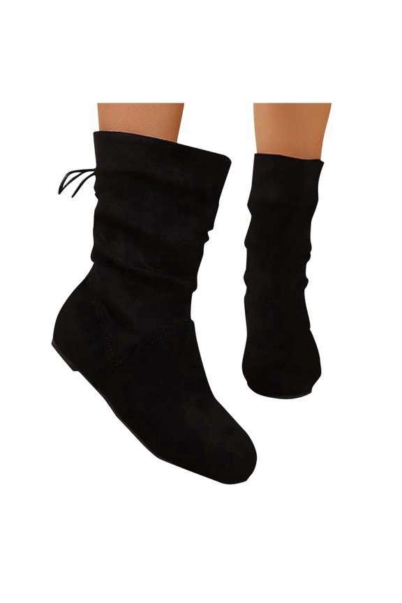 Womens Ankle Boots Flat Heel Wrap Around Fashion Winter Boots Comfortable Slip on Casual Shoes for Daily Wear Outdoor Dating