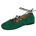 thumbnail image 1 of Xfvqtps Womens Ankle Tie Flats Suede Like Material Round Toe Comfortable Slip on Low Heel Casual Shoes Multiple Colors Green, 1 of 9