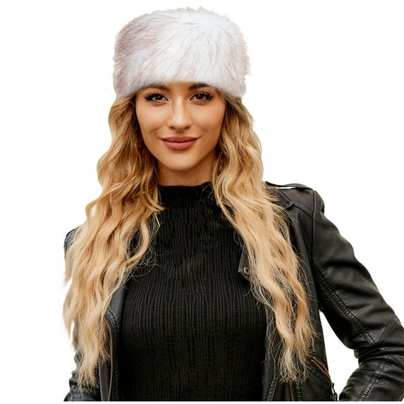 Xfvqtps Womens Basin Hat Faux Fur Siberian Vintage Simplicity Thick Coldproof Warm Outdoor Fall Winter Fishing Hat White