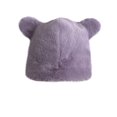 thumbnail image 1 of Xfvqtps Womens Beanie Cute Cartoon Ear Solid Color Simplicity Fluffy Fuzzy Windproof Coldproof Warm Outdoor Ski Fall Winter Soft Fluffy Plush Hat Purple, 1 of 2