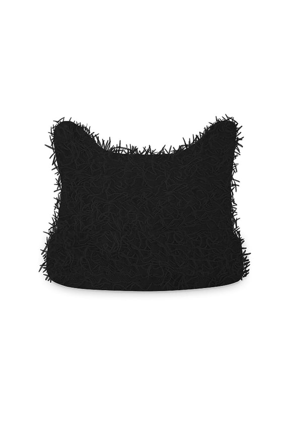 Womens Beanie Cute Cat Ear Knitted Crochet Distressed Windproof Coldproof Warm Fall Winter Soft Skull Cap Black