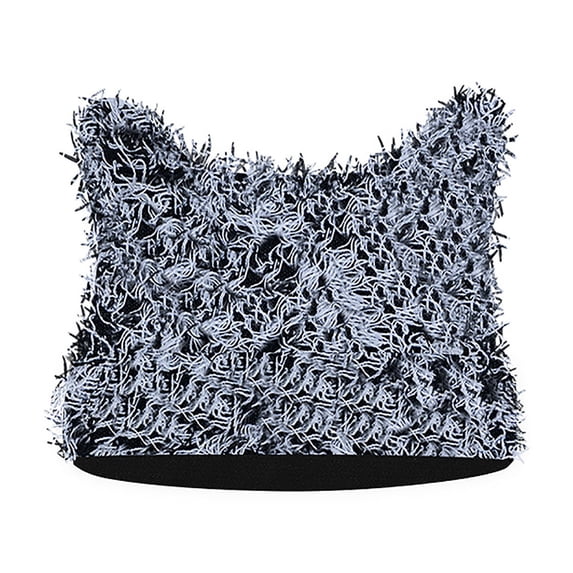 Xfvqtps Womens Beanie Cute Cat Ear Knitted Crochet Distressed Windproof Coldproof Warm Fall Winter Soft Skull Cap Dark Gray