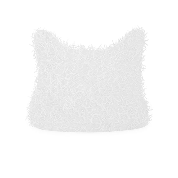 Xfvqtps Womens Beanie Cute Cat Ear Knitted Crochet Distressed Windproof Coldproof Warm Fall Winter Soft Skull Cap White